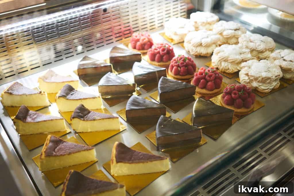 A selection of pastries in a case. 
