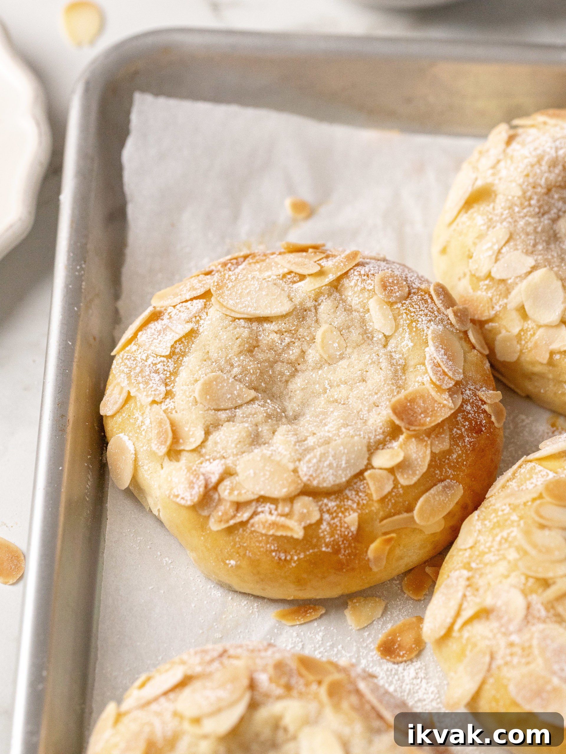 Almond croissant buns plated