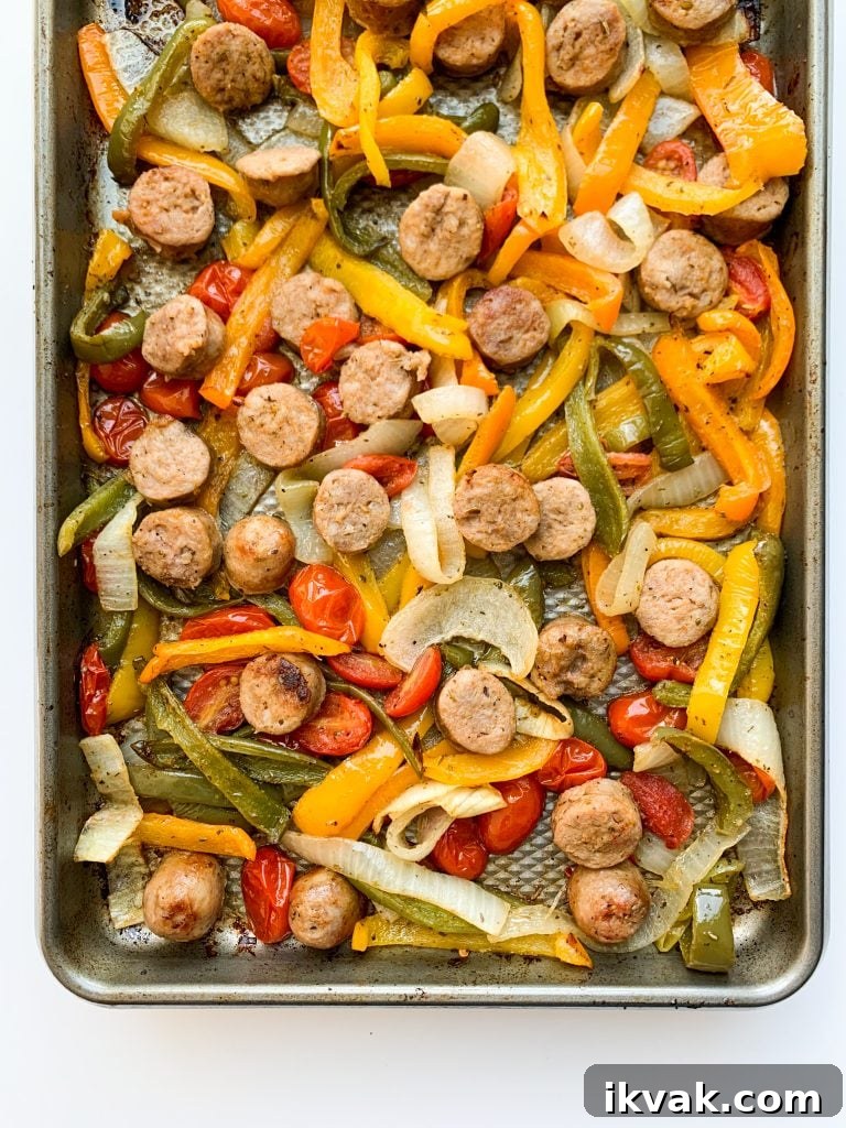 Sheet Pan Sausage and Peppers Dinner Recipe 2 Sheet pan sausage and peppers
