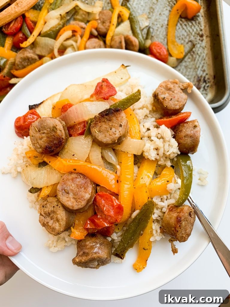 Sheet Pan Sausage and Peppers Dinner Recipe 3 Roasted peppers and sausage