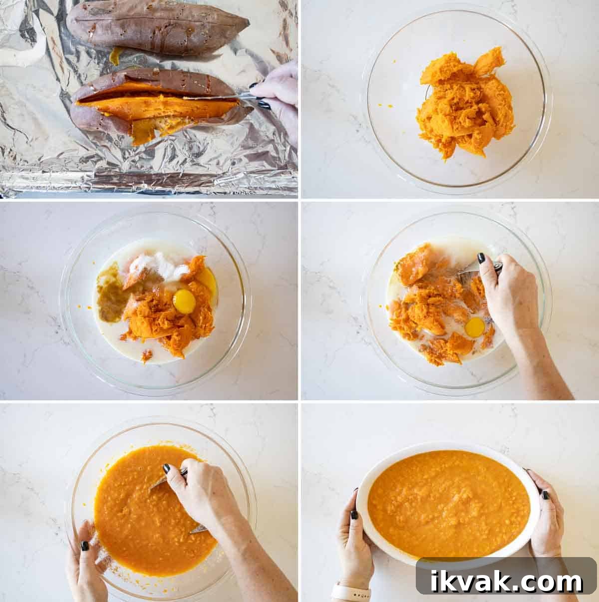 A sweet and decadent side dish, this really is the BEST Sweet Potato Casserole. It is perfect for the holidays! steps to make sweet potato casserole
