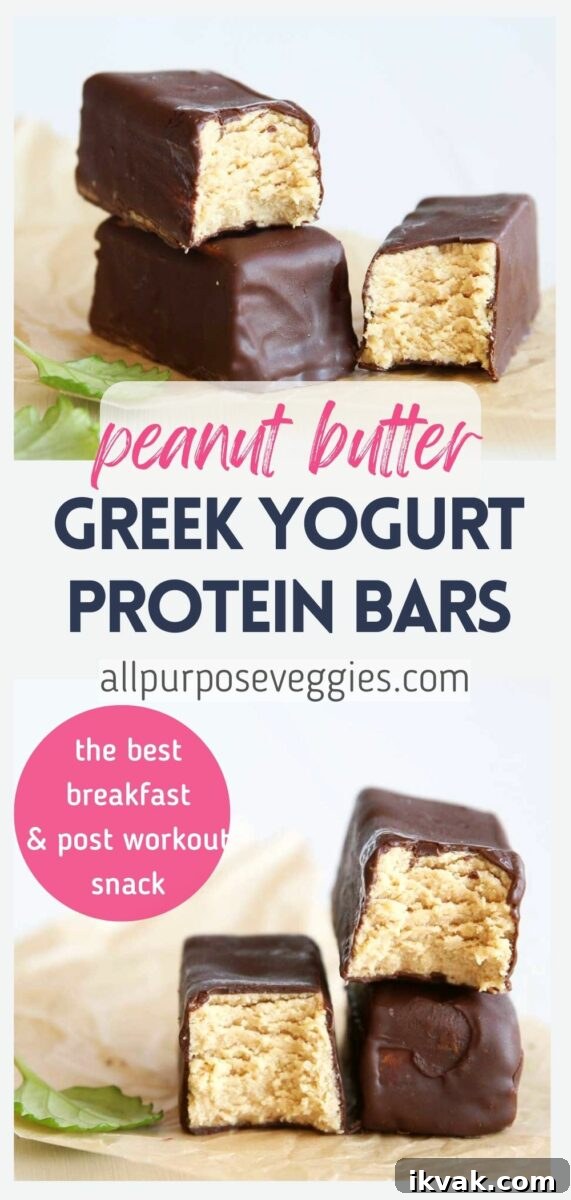 pin image - apv Simple Greek Yogurt Peanut Butter Protein Bars to eat for Breakfast or Post-Workout
