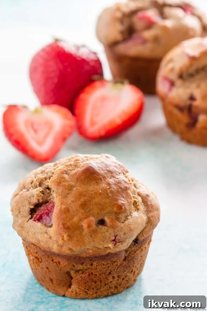 whole wheat strawberry banana muffins