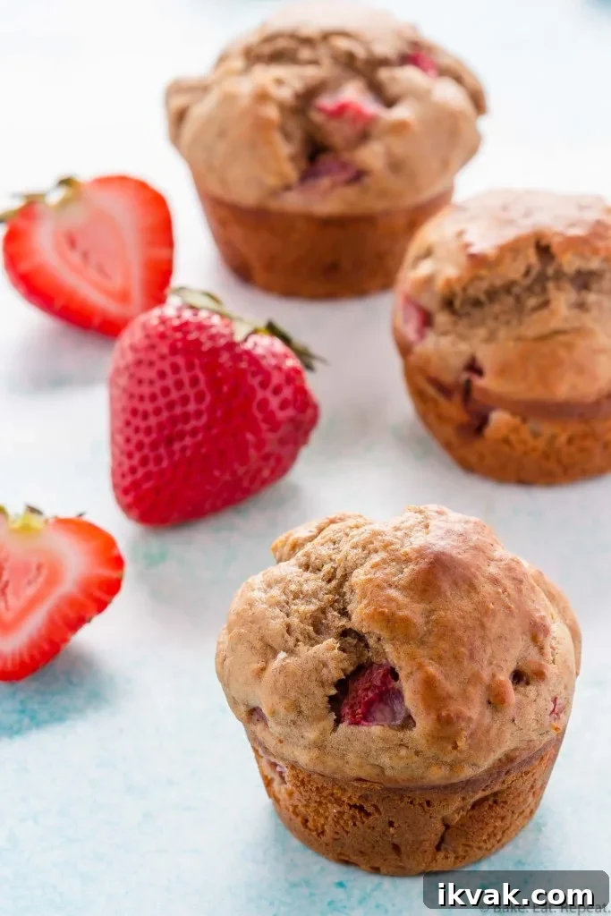 whole wheat strawberry banana muffins