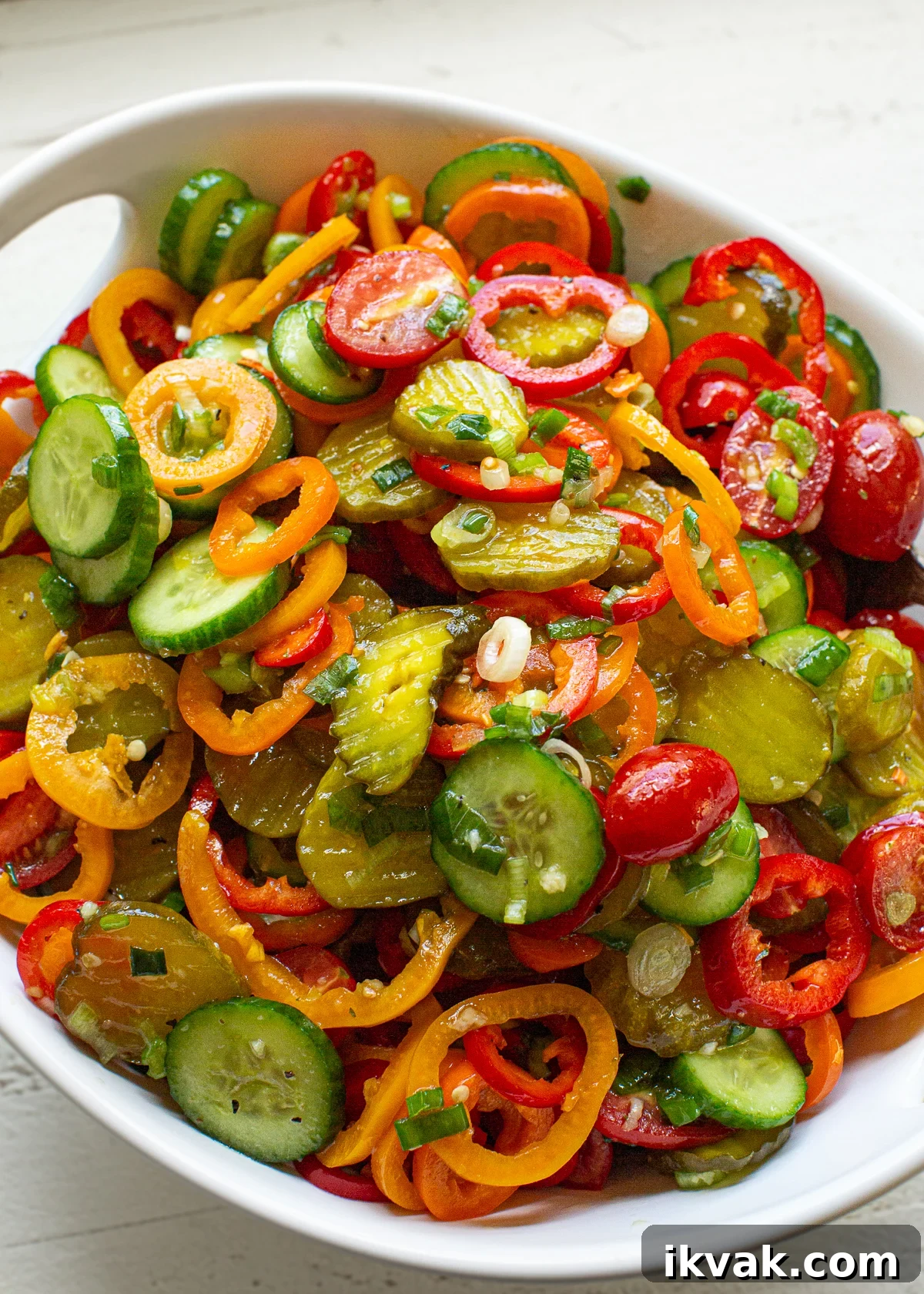 cucumber salad with pickles and fresh vegetables 