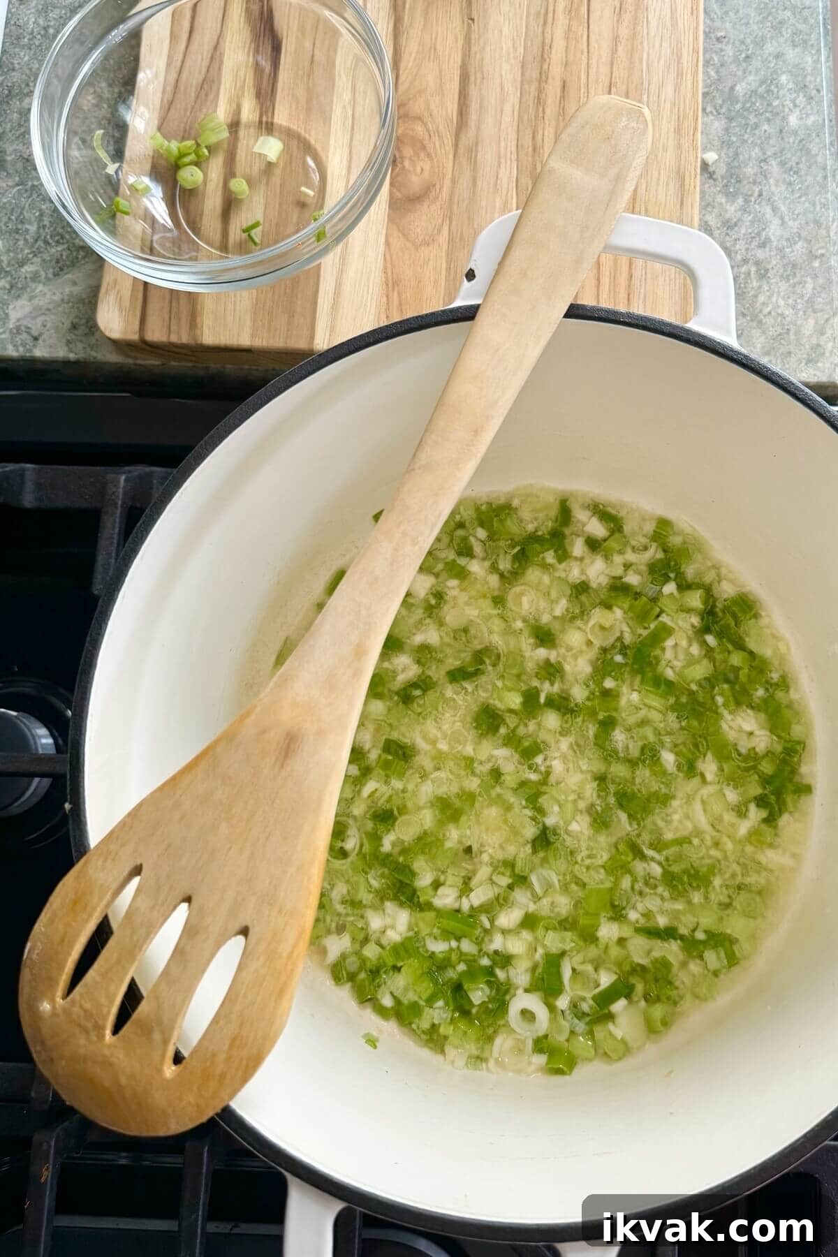 sauteed green onions and garlic.