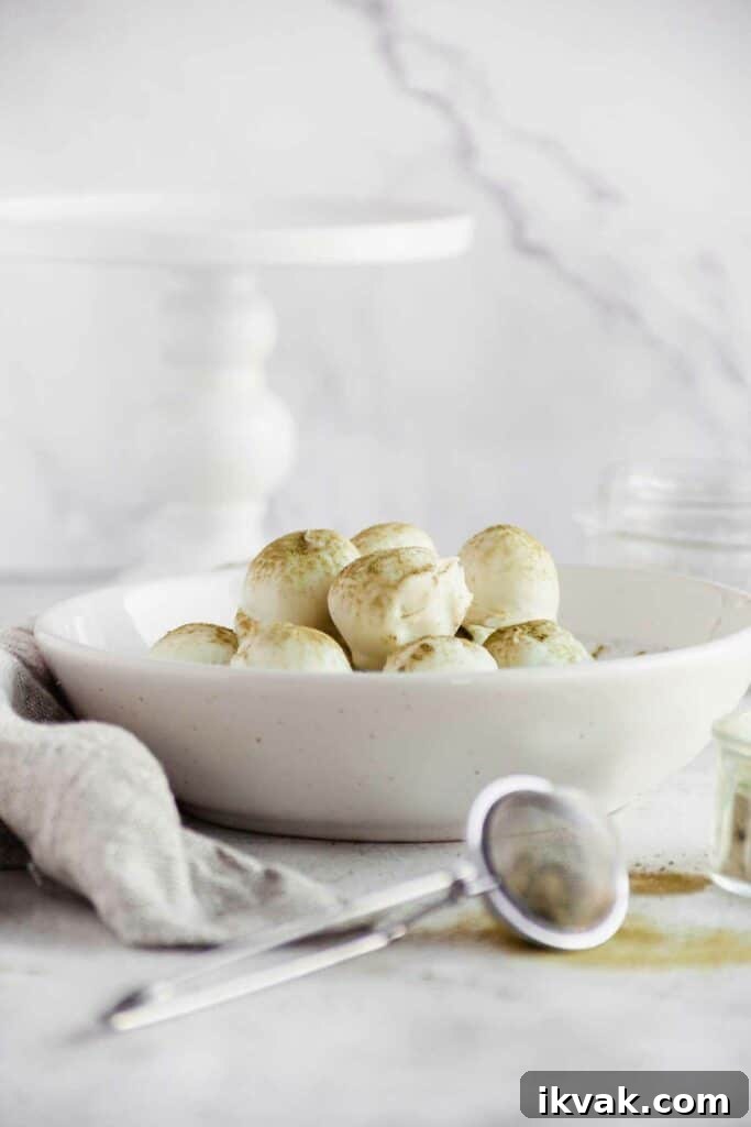 bowl filled with matcha truffles