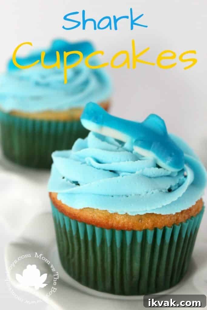 Shark Cupcakes - Mom vs the Boys