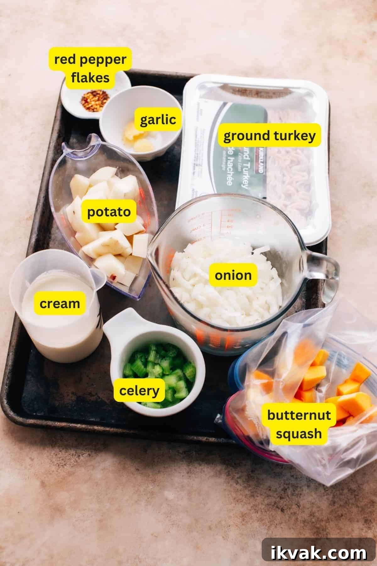 Hearty Ground Turkey Soup Recipe — Cozy Weeknight Dinner 3 Ingredients for ground turkey soup on a countertop