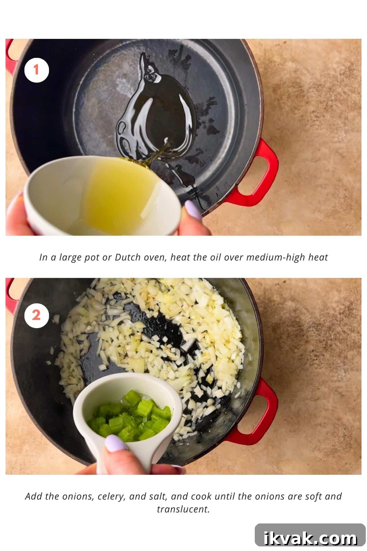 Hearty Ground Turkey Soup Recipe — Cozy Weeknight Dinner 4 Sautéed onions and celery in a pot
