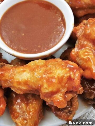 Close up of barbeque chicken wings.