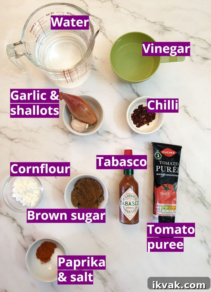 Ingredients for durky sauce.