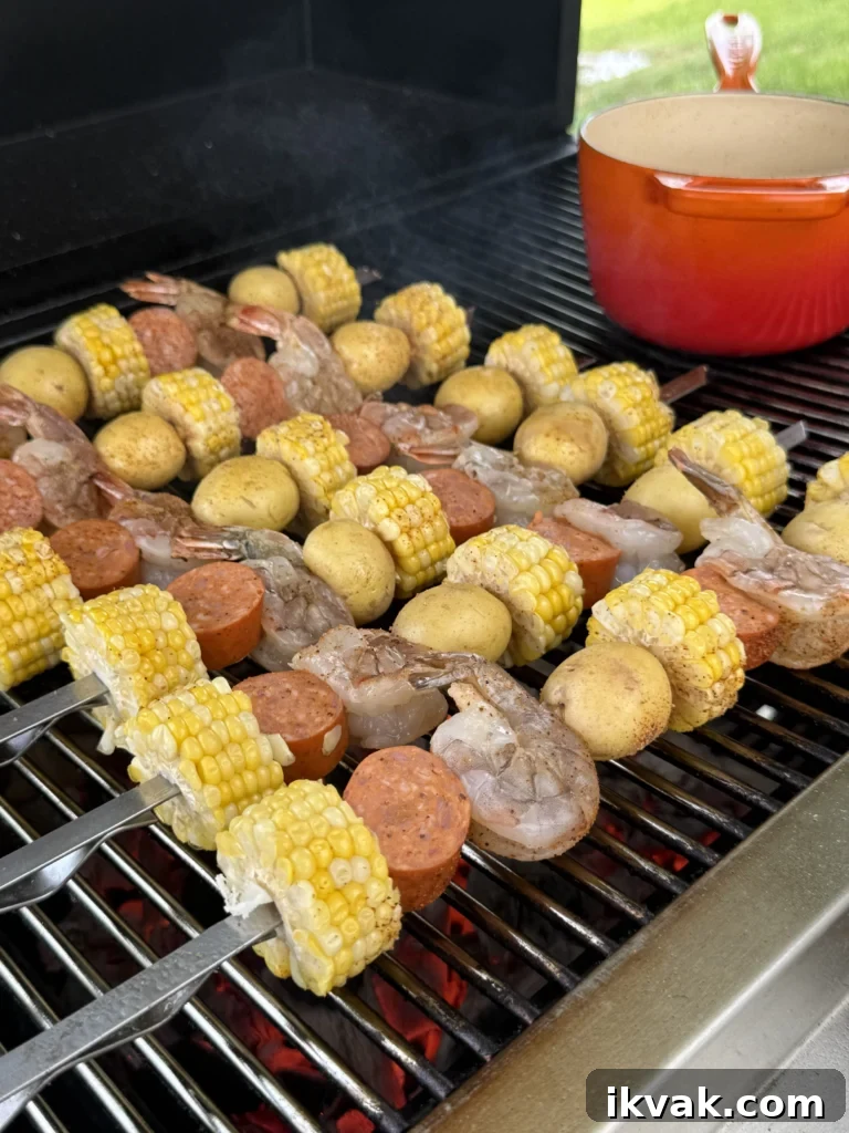 grilled seafood boil skewers