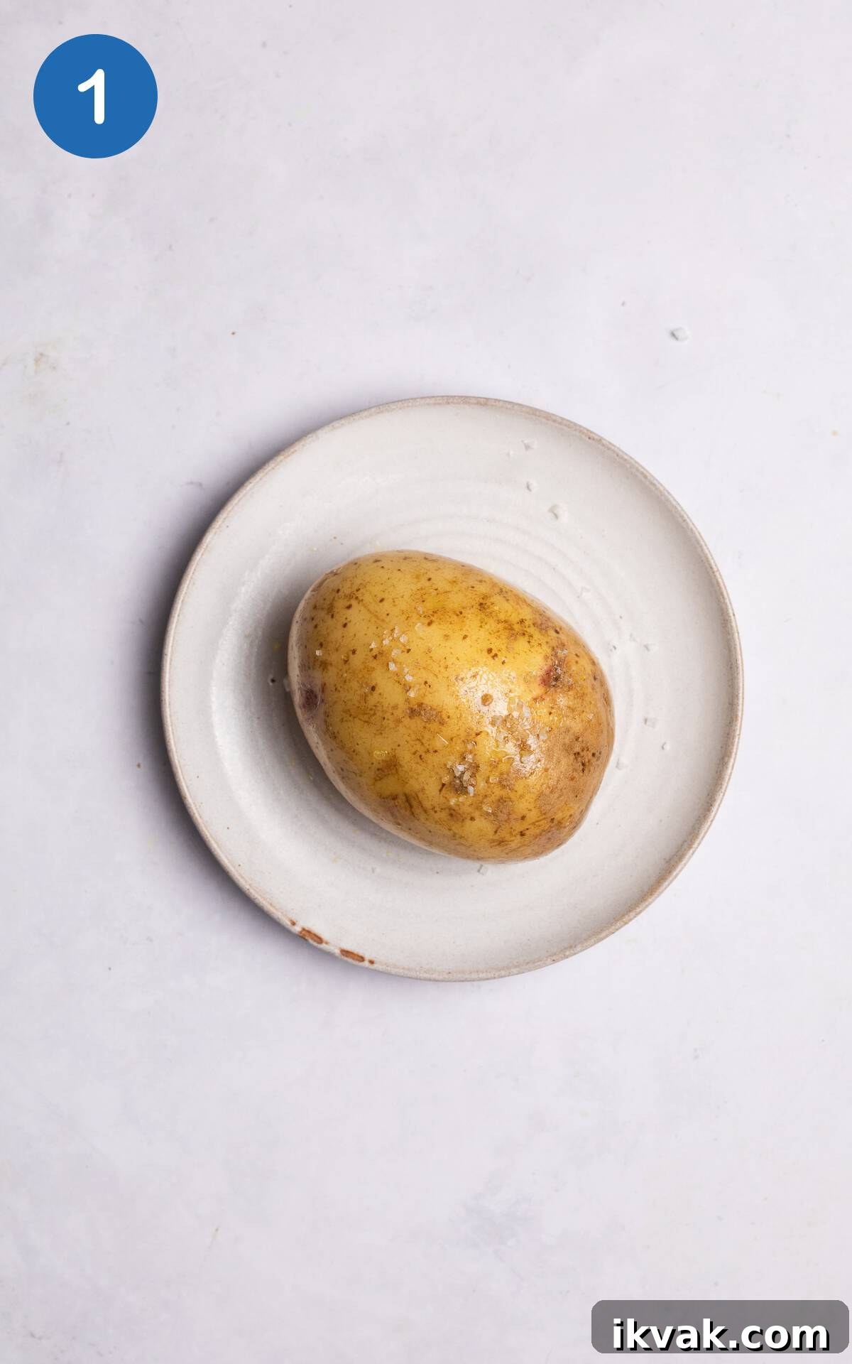 potato rubbed with olive oil and salt.