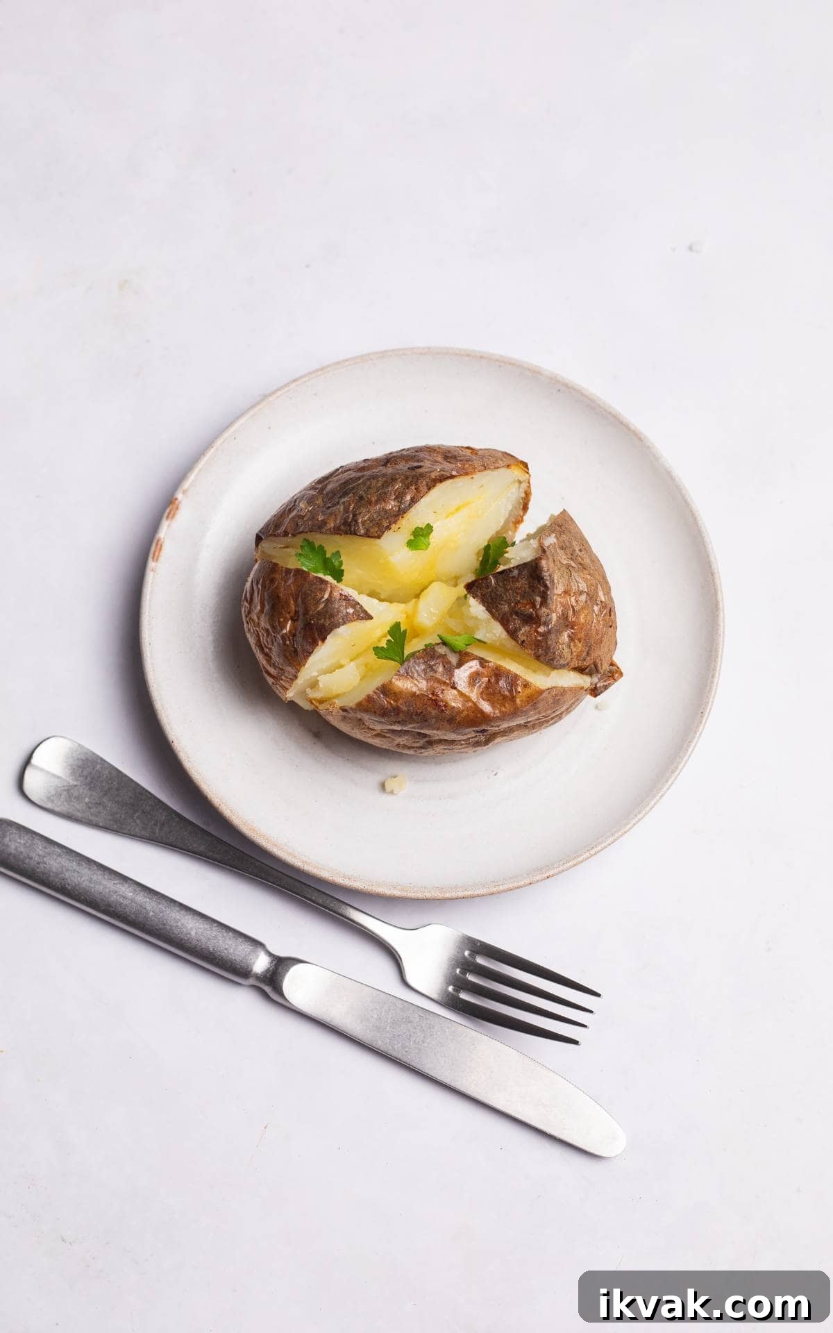 jacket potato with crispy skin.