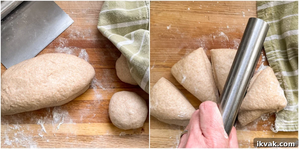 Homemade Whole Wheat Pita Bread Recipe — Soft & Fluffy 10 cutting pita bread dough