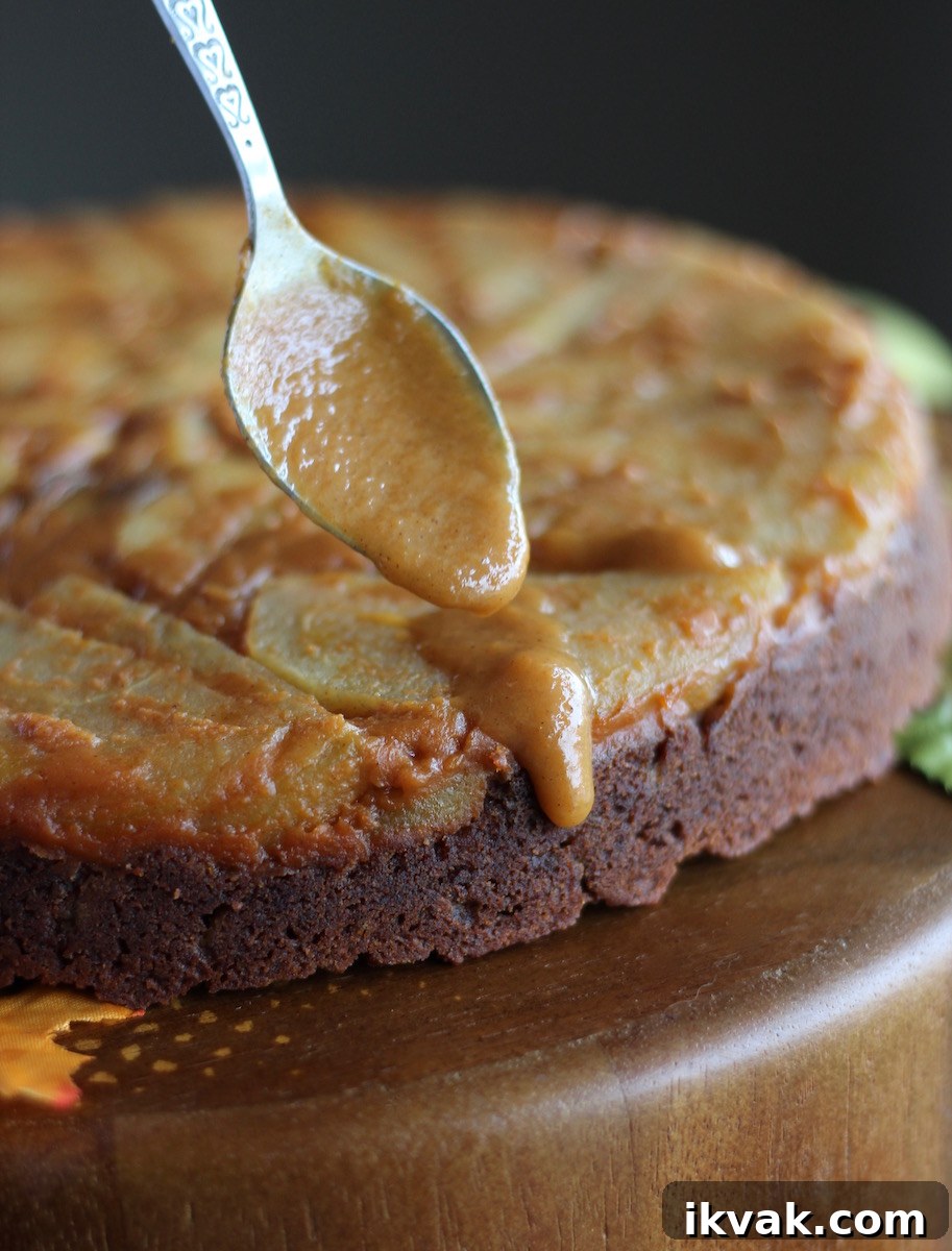 Paleo Caramel Apple Upside Down Cake (AIP) - an easy upside down cake full of Fall flavors, crisp apples, and salted pumpkin caramel sauce! | fedandfulfilled.com