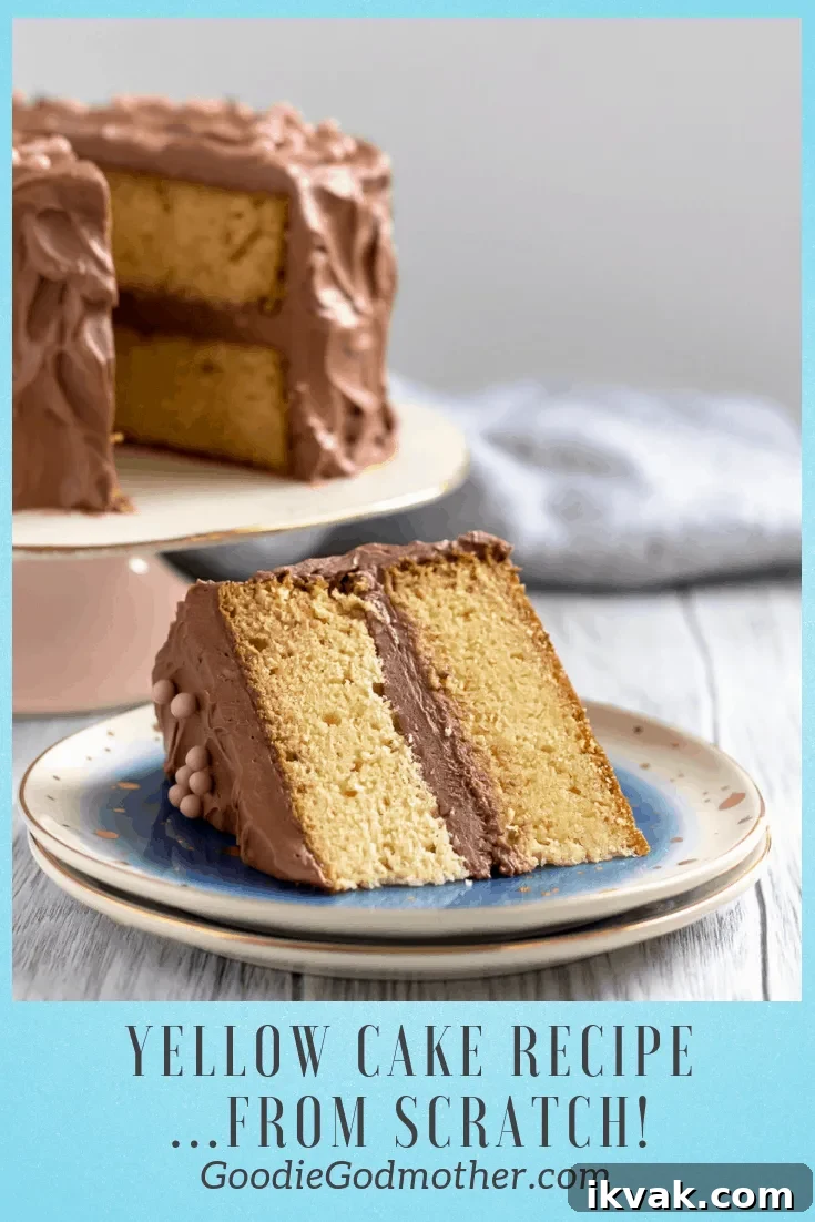 When you need a classic vanilla cake, this yellow cake recipe from scratch is what you want! A moist and flavorful butter cake, this from scratch vanilla cake recipe is a sure to please your people. * Recipe on GoodieGodmother.com