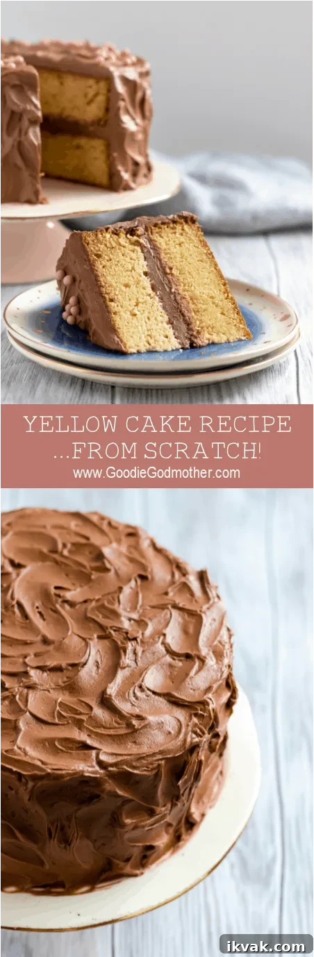 When you need a classic vanilla cake, this yellow cake recipe from scratch is what you want! A moist and flavorful butter cake, this from scratch vanilla cake recipe is a sure to please your people. * Recipe on GoodieGodmother.com