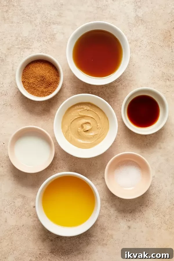Caramel ingredients in small bowls.