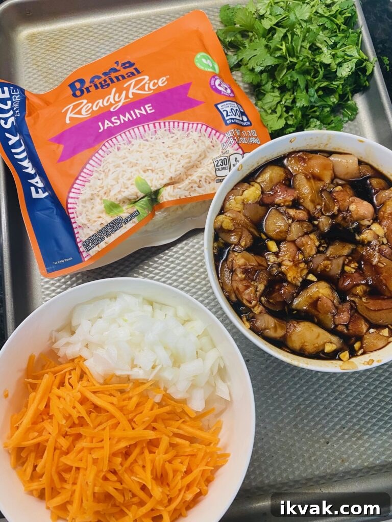 prepped ingredients on a tray