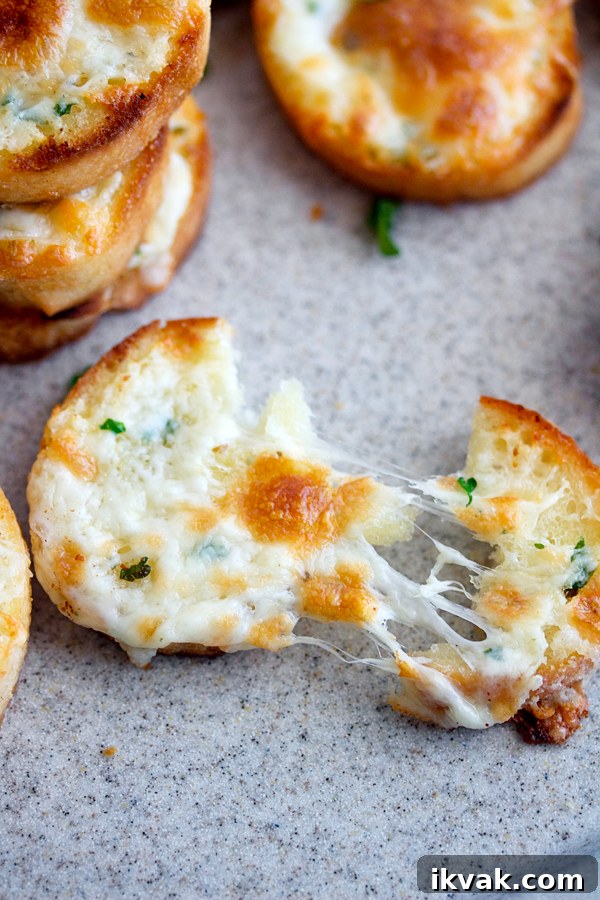 Close-up of cheesy garlic bread
