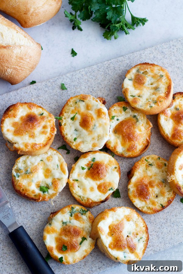 Finished cheesy garlic bread rounds