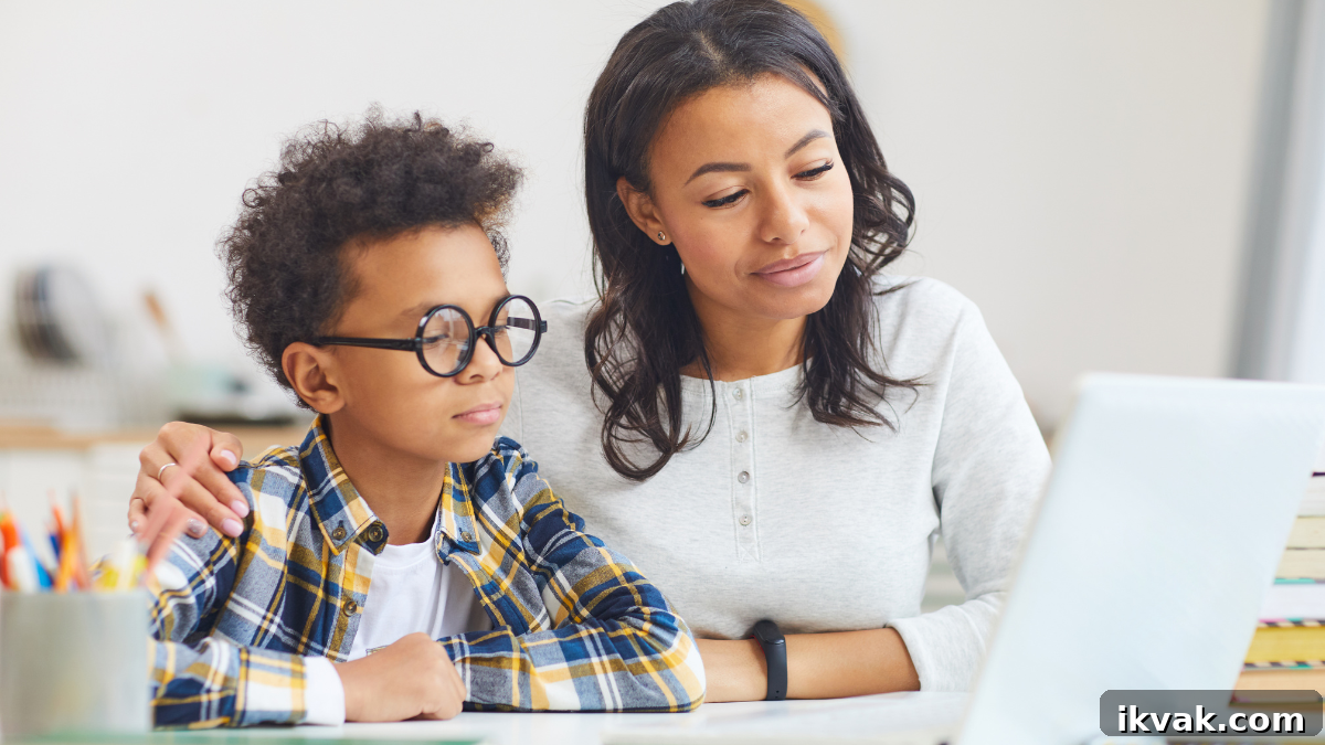 mom and kid at computer