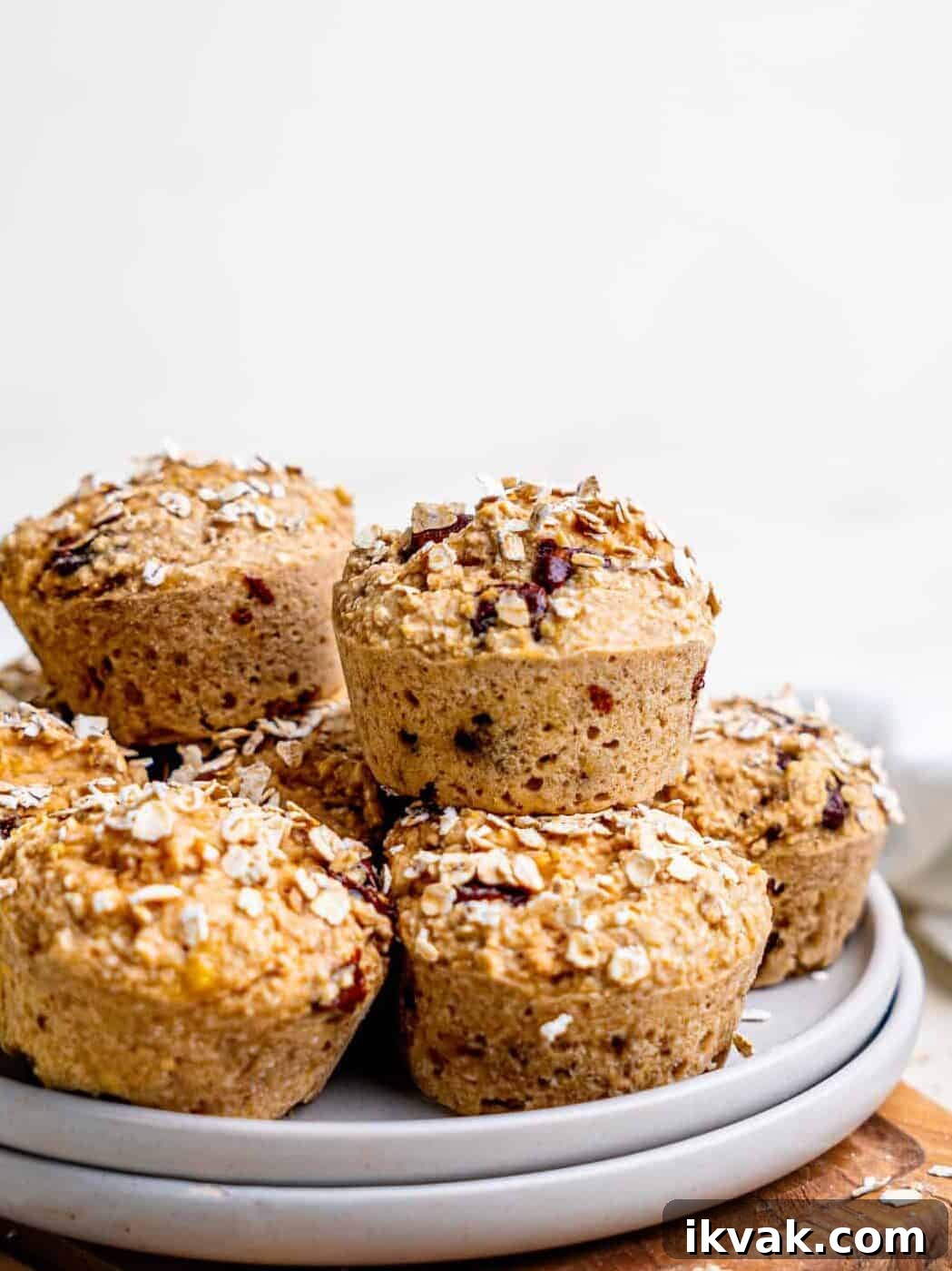 Gluten free and vegan Banana Oatmeal Muffins.