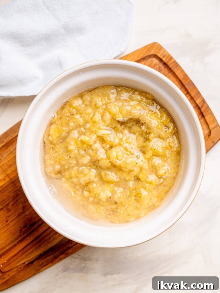 3 ingredient banana muffin ingredients in a bowl.
