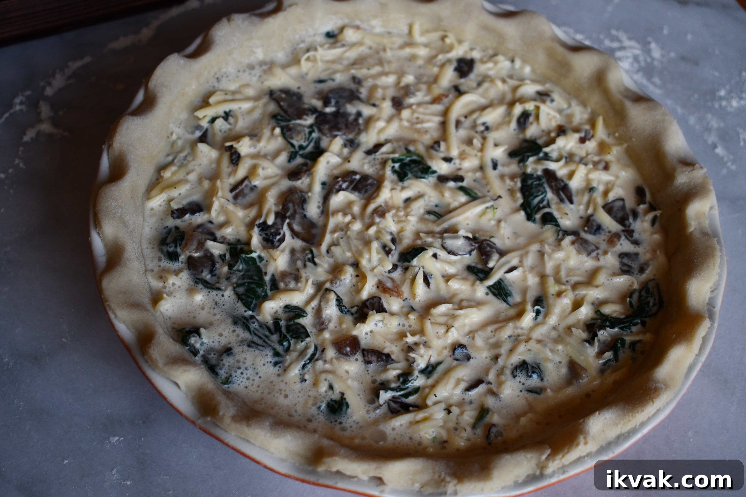 Mushroom, Spinach & Swiss Quiche Recipe for Vegetarians 4 Joanna Gaines Mushroom, Spinach and Swiss Cheese Quiche