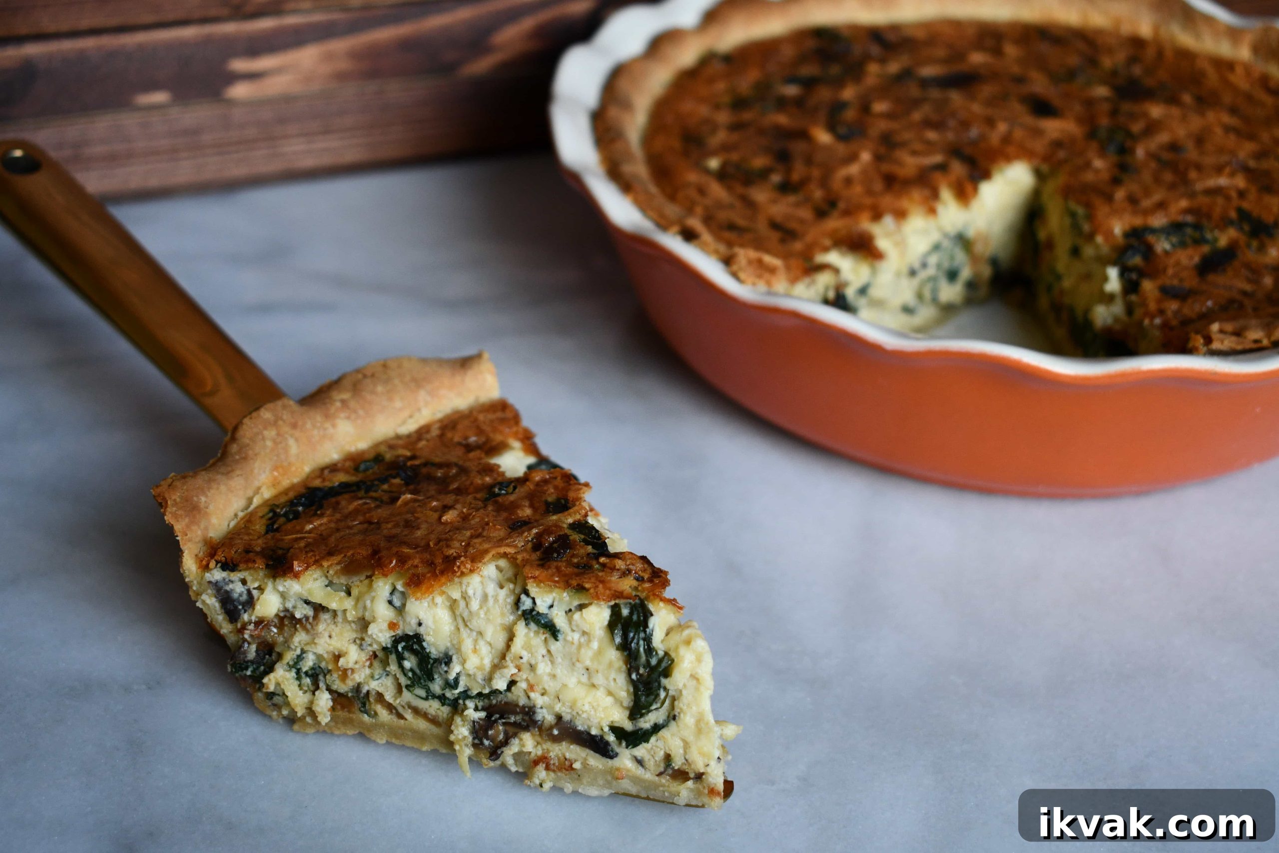 Mushroom, Spinach & Swiss Quiche Recipe for Vegetarians 5 Joanna Gaines Mushroom, Spinach and Swiss Cheese Quiche