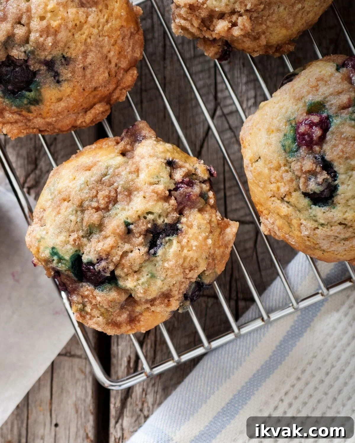 Cooling muffins on a wire rack.