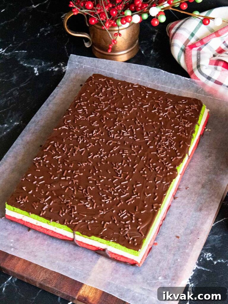 Sprinkles spread over the melted chocolate.