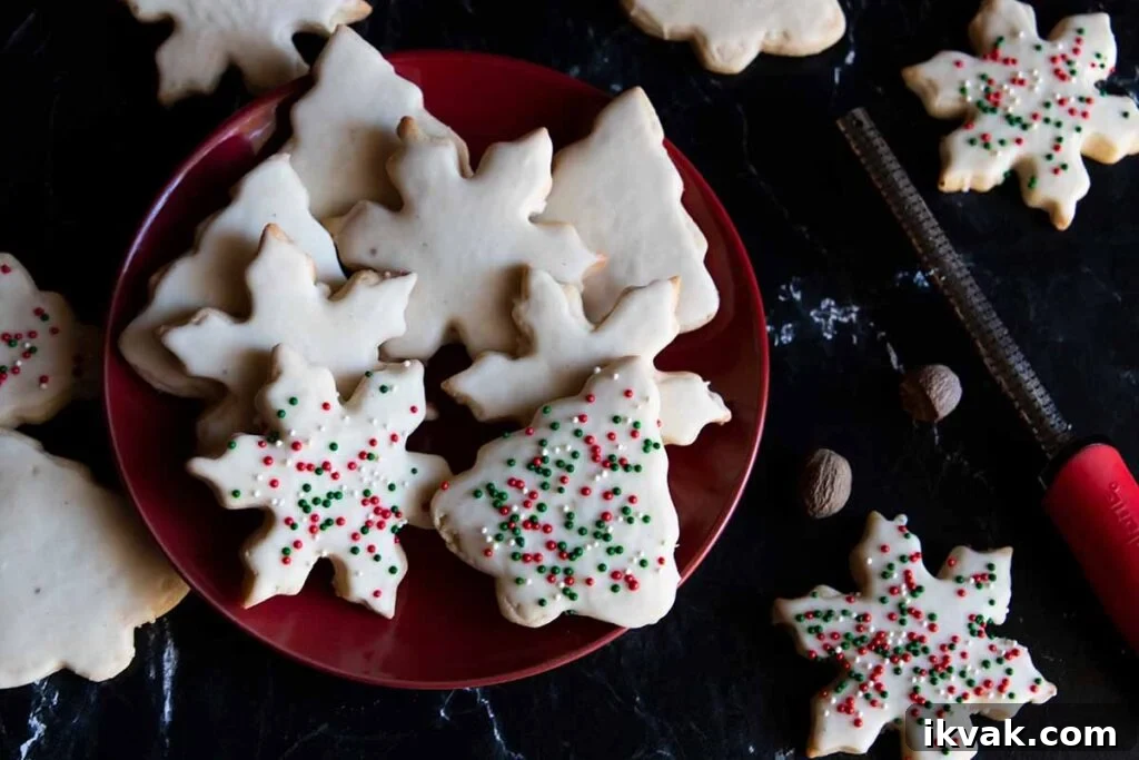 Eggnog cookies on a red plate.