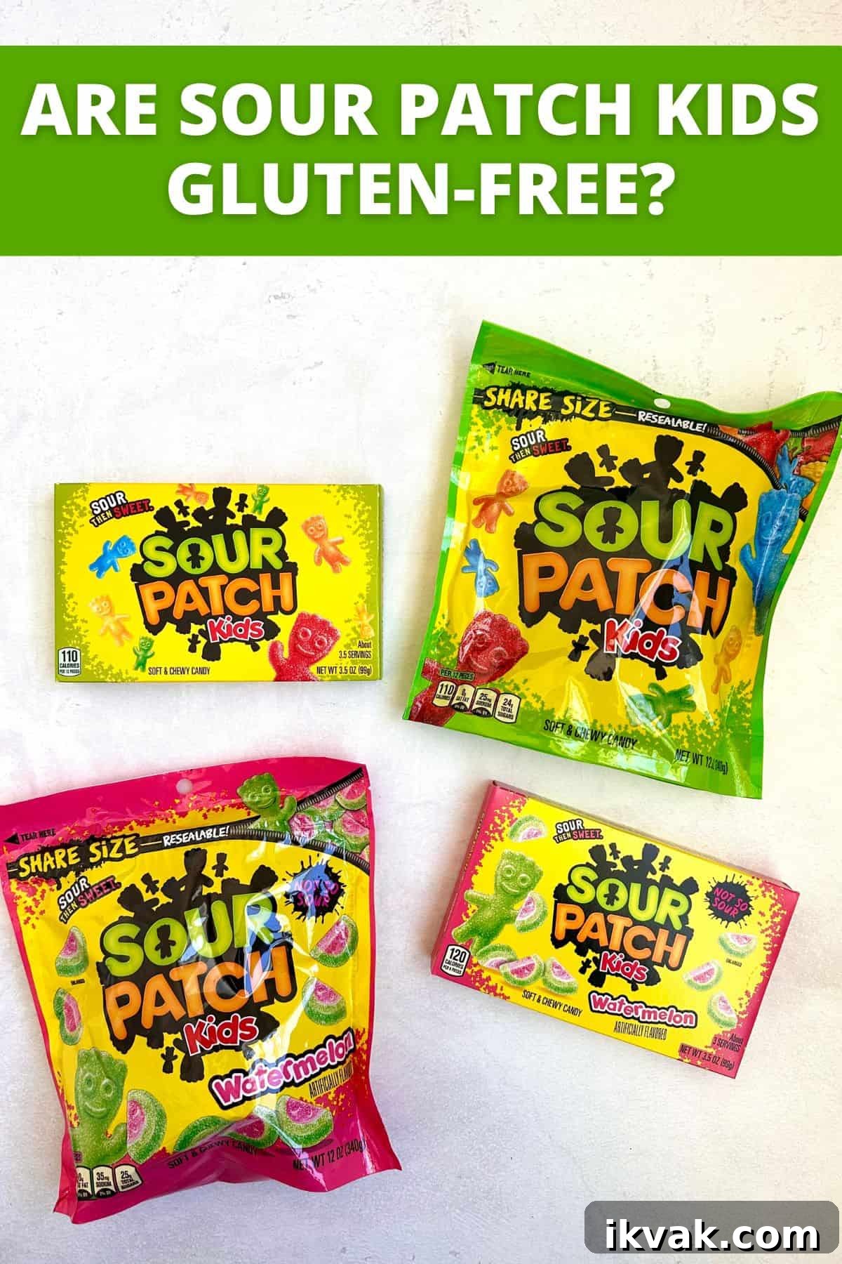 Are Sour Patch Kids Gluten Free? What Ingredients to Know 2 4 packages of sour patch kids on white background