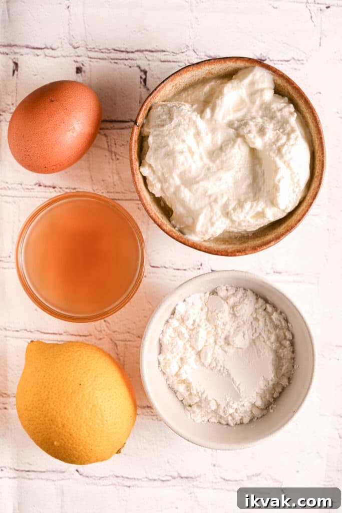 Ingredients for lemon ricotta cake