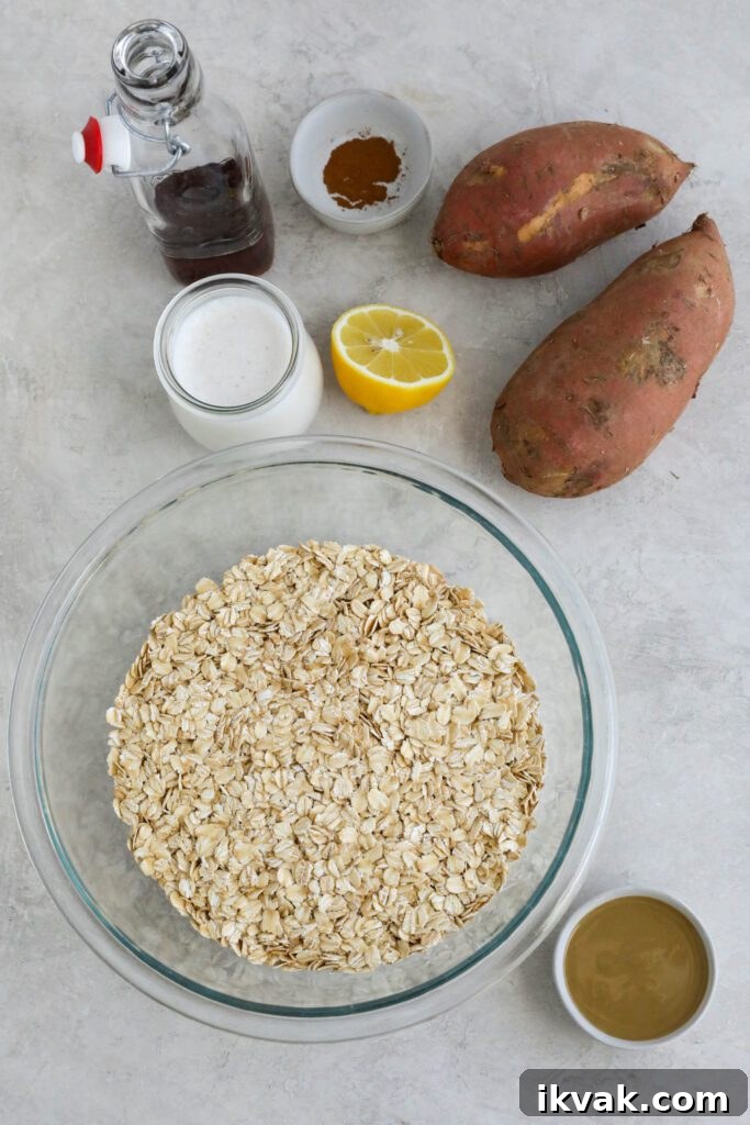 ingredients for sweet potato waffles on board