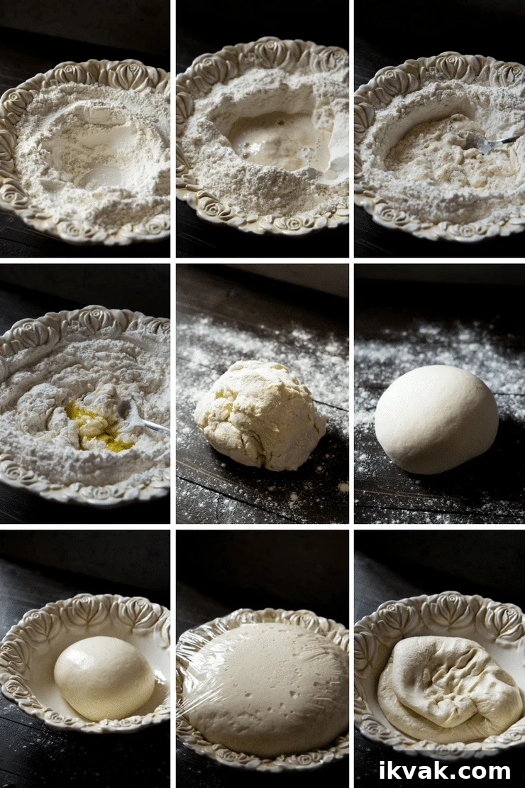 step by step photos on how make basic pizza dough for a basil pesto pizza recipe