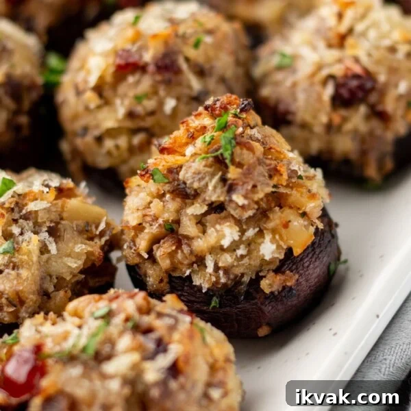 A close up image of stuffed mushrooms.