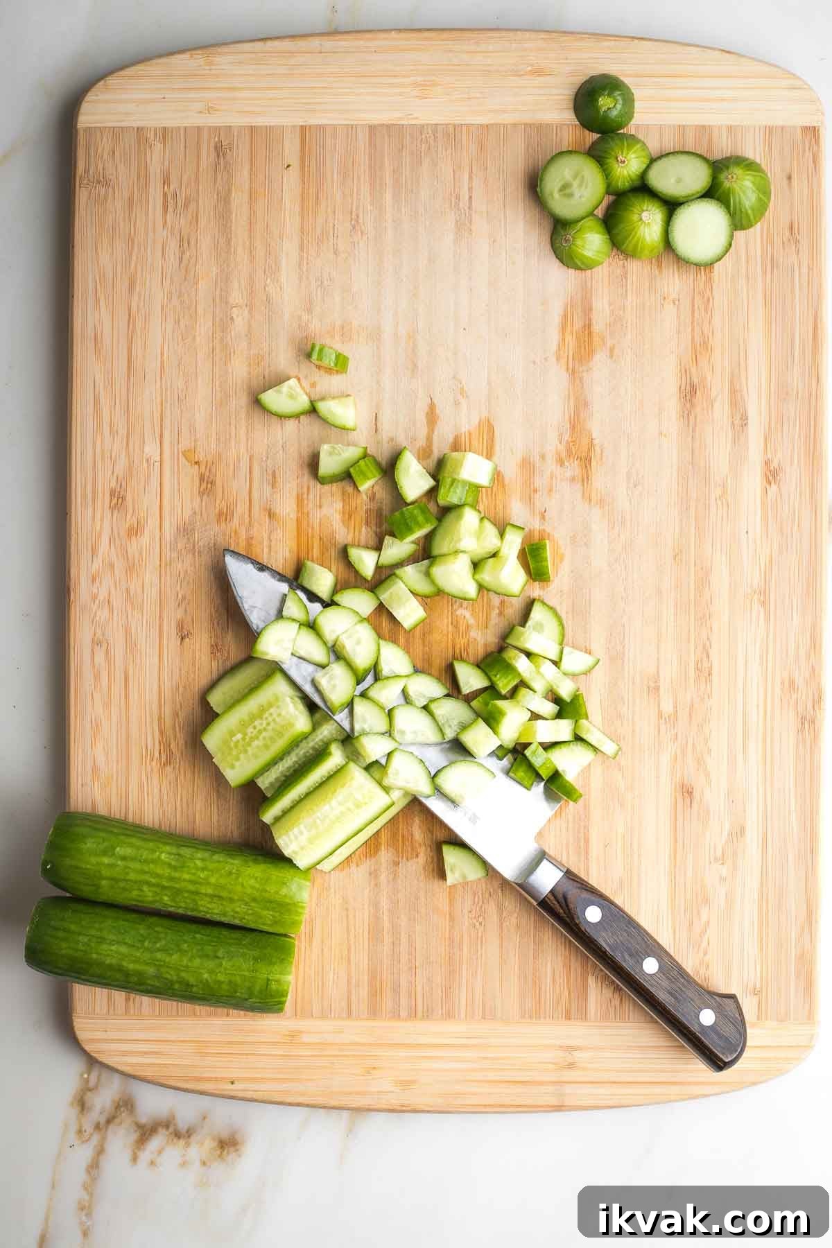 Gluten-Free Tabbouleh with Roasted Parsnips 5 Cucumbers sliced lengthwise into ¼s and then small pieces.