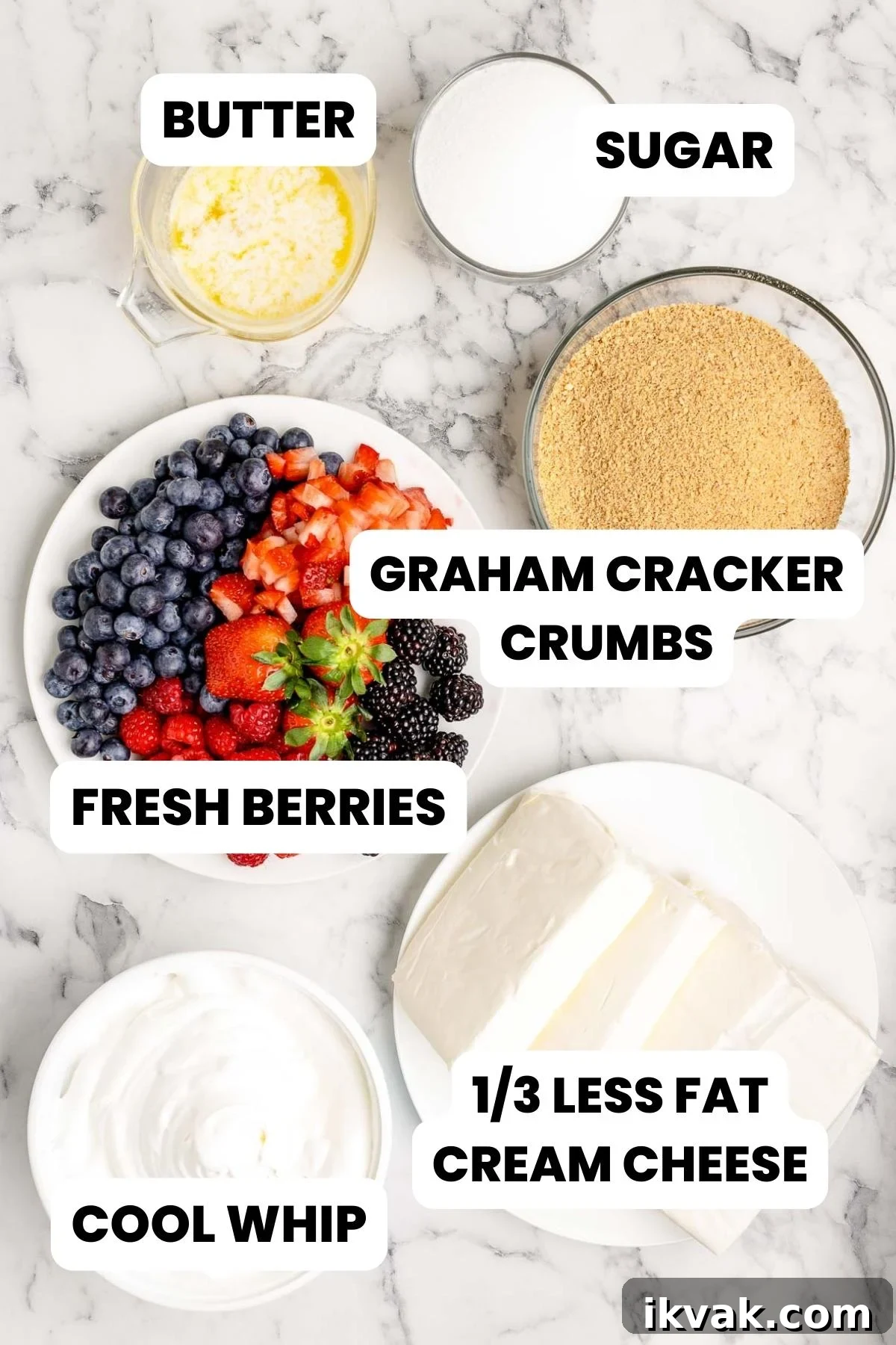 ingredients for no bake berry cheesecake