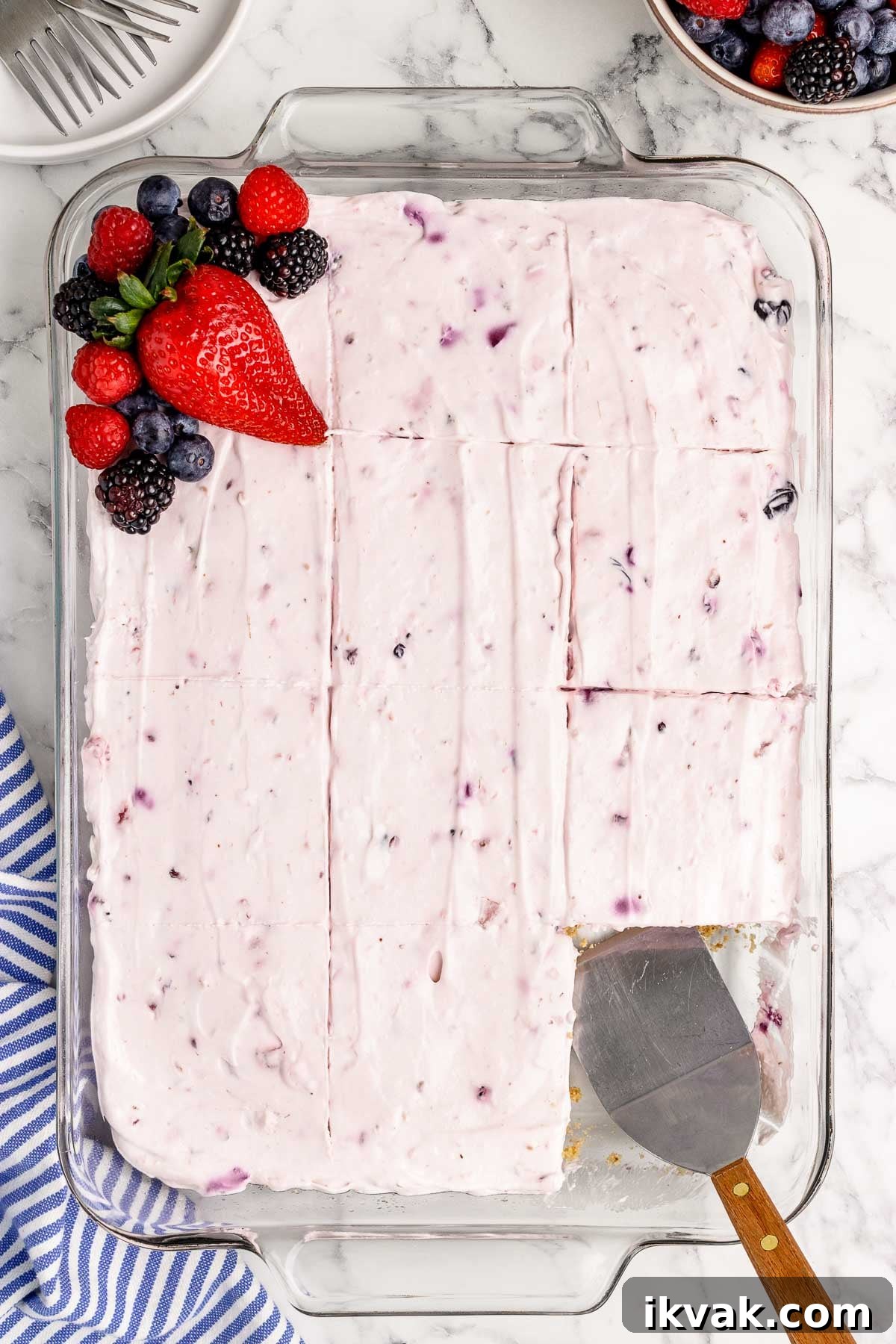 overhead shot of cheesecake in a dish