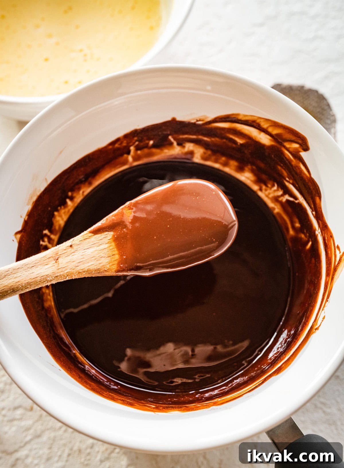 Melted chocolate in a bowl.