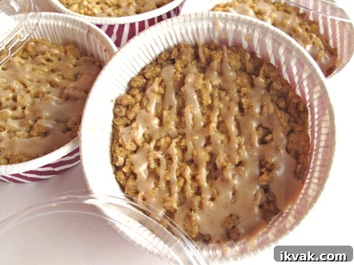 Cinnamon Streusel Cookie Recipe: Crispy, Buttery Bites 7 Cinnamon Streusel Cookies baked in disposable paper dessert cups for easy shipping.