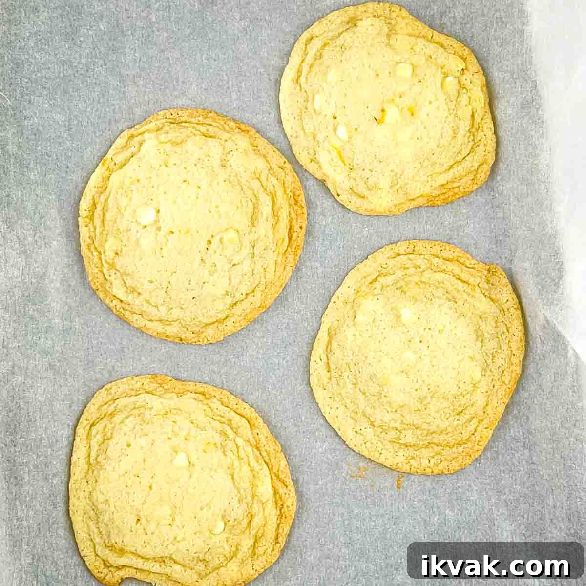 Lemon Drop Cookies Recipe: Soft, Chewy Cookies Like Panera 9 The baked cookies on the cookie sheet with the edges just starting to turn golden brown.