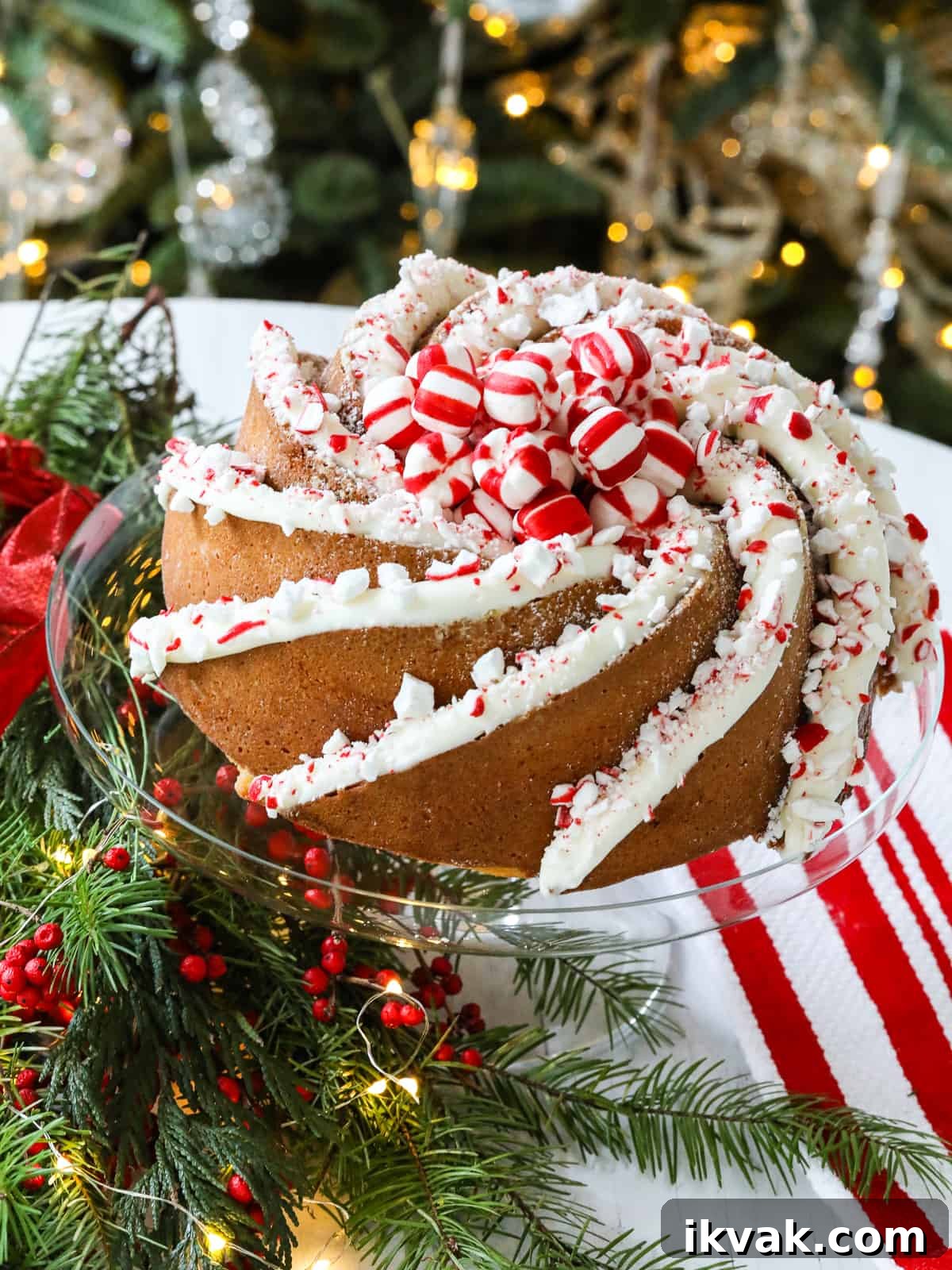 Classic Christmas Cake Recipe: Moist Fruit Cake for the Holidays 3 Christmas bundt cake decorated by tree