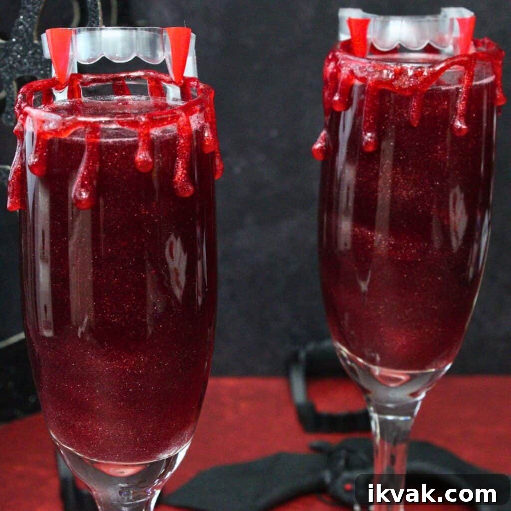 A couple of vampire mimosas with blood red rims.