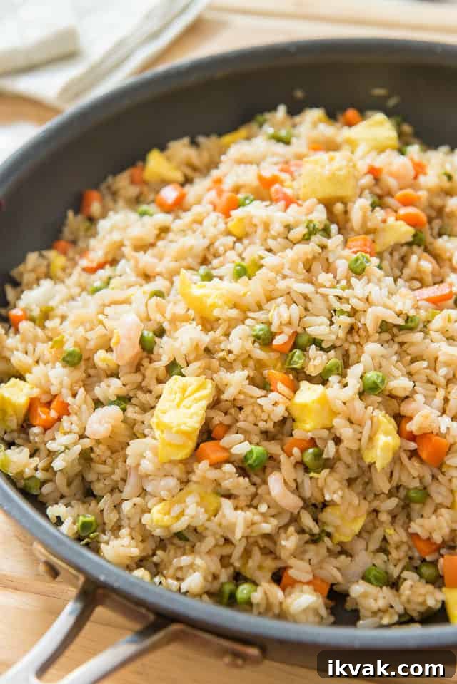 Fried Rice - In a Nonstick Skillet with Egg, Carrots, and Peas