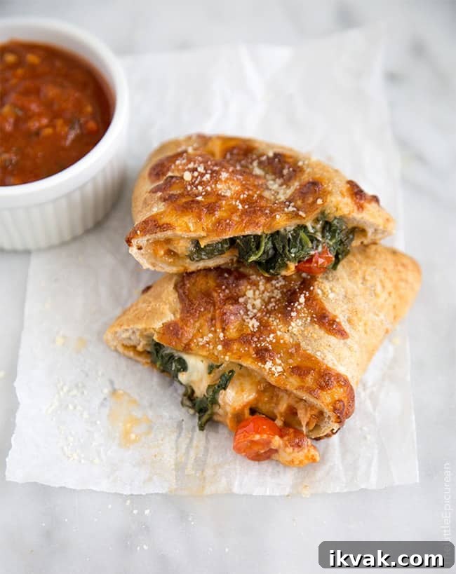 Spicy Chicken Sausage and Spinach Calzone